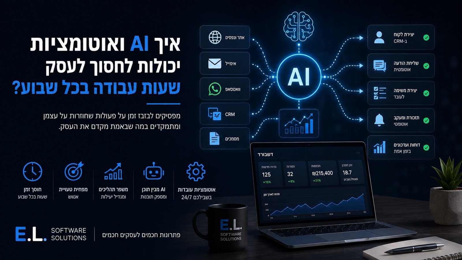 איך AI ואוטומציות יכולות לחסוך לעסק שעות עבודה בכל שבוע?